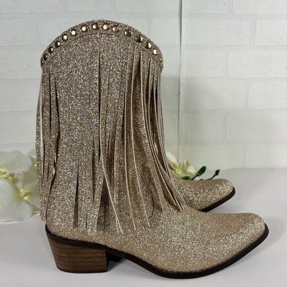 Cowgirl boots Size EU 36 or US 5.5-6 Glittery Western Fringe - Picture 1 of 9